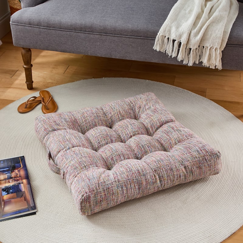 Sorra Home Indoor Tufted Floor Pillow Single - 24 in H x 24 in W x 5 in D - Avery Summer