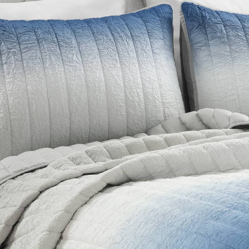 Lush Decor Crinkle Ombre 3 Piece Quilt Set