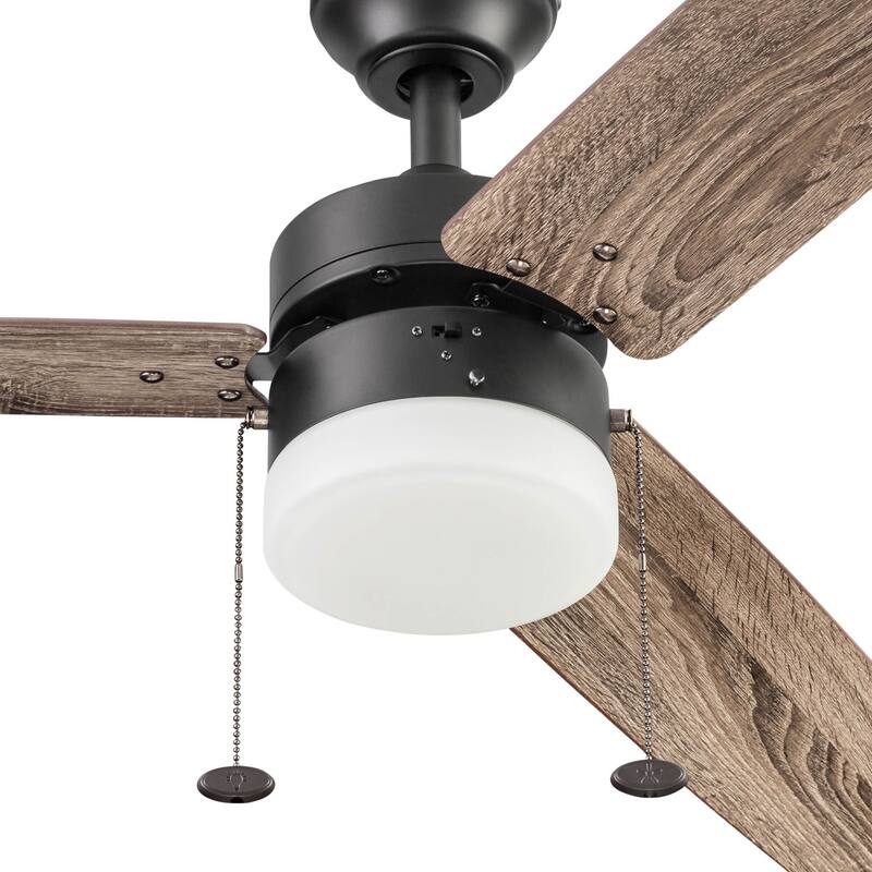 48" Prominence Home Reston Bronze Farmhouse LED Ceiling Fan with Light, Pull Chain - 48