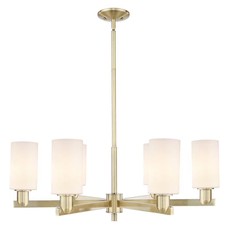 Innovations Lighting Endless Possibilities Arcadia - Clymer - 6 Light 34" Stem Hung Chandelier - Antique Brass/Matte White