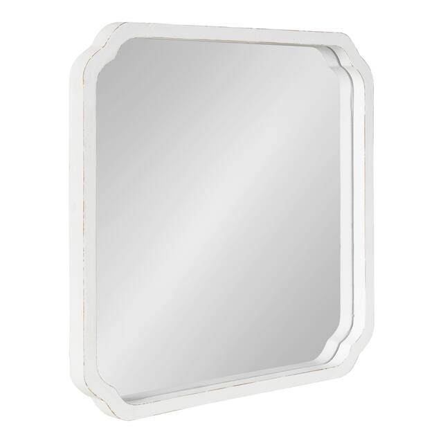 Kate and Laurel Marston Square Wood Wall Mirror - 24x24 - White