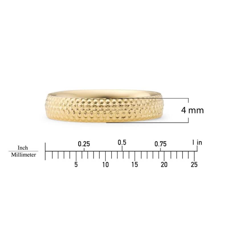 Clover 14K Yellow Gold Diamond-Cut Wedding Band & Statement Ring 4mm
