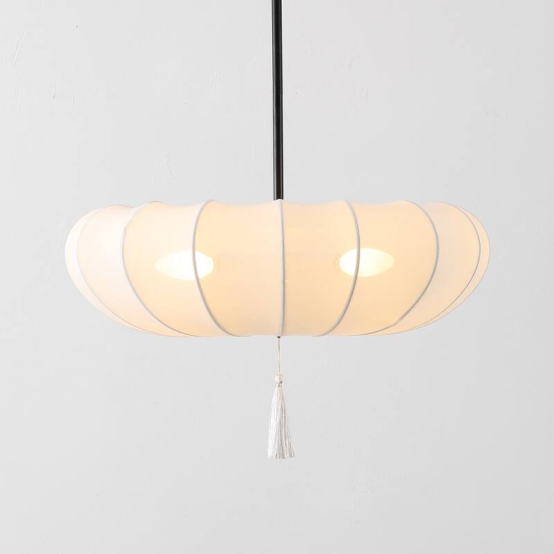 SAFAVIEH Couture Amelie, 3-Light, 21-inch, Fabric/Metal Pendant - 21"W x 21"D x 52"H