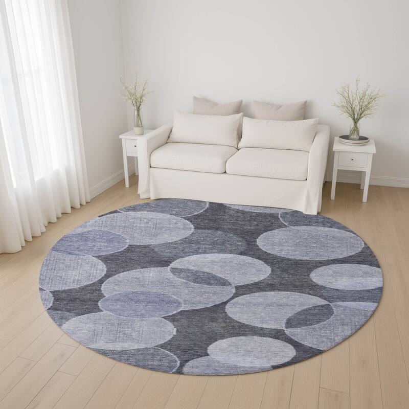 Premium Washable Super Soft Contemporary Bubbles Mayfield Rug - Denim - 8' x 8'