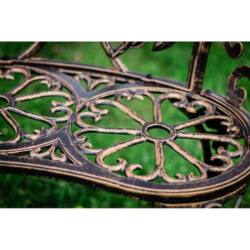 Bronze Metal Rose Garden Bench