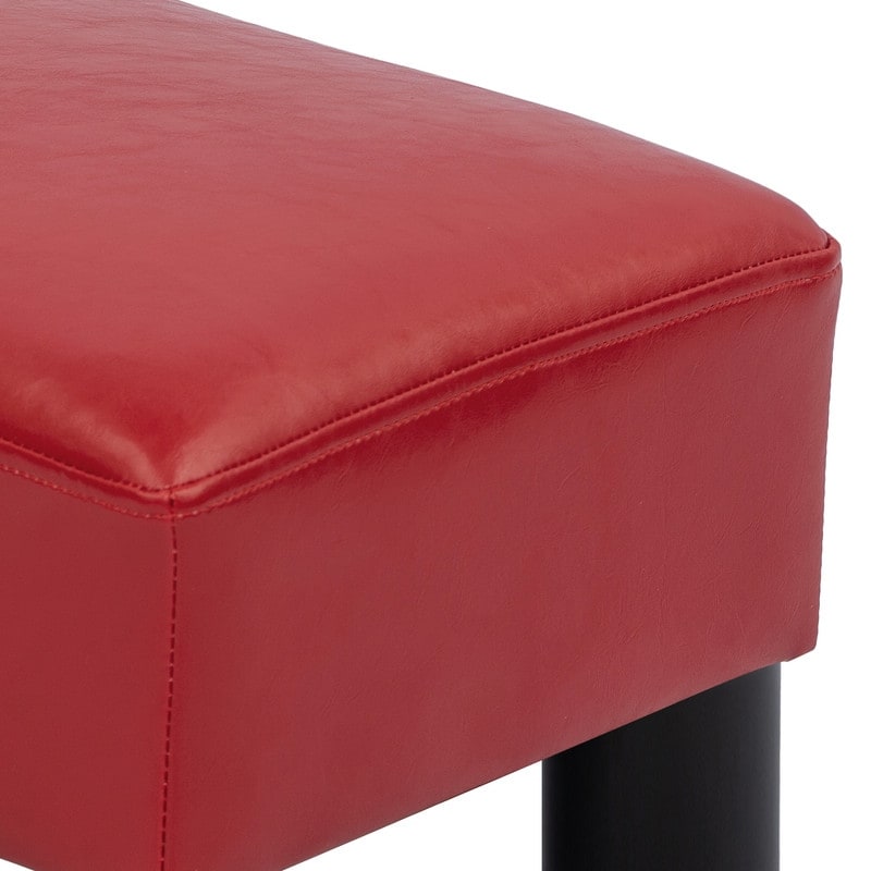 HOMCOM Modern Faux Leather Upholstered Rectangular Ottoman Footrest with  Padded Foam Seat and Plastic Legs Bright Red
