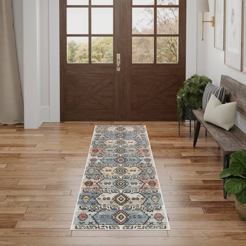 Nourison Washable Beauty Machine Washable Indoor only Multicolored Geometric Area Rug