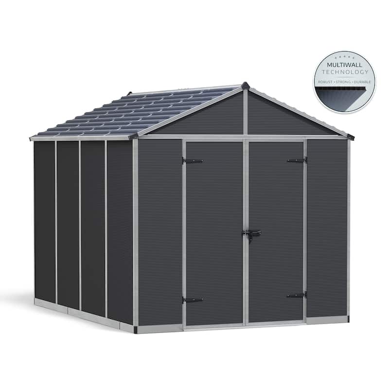 Rubicon 8ft. Dark Grey Polycarbonate Garden Storage Shed - 8 ft. x 10 ft.