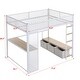 preview thumbnail 3 of 28, LED Design Full Size Metal Loft Bed with Desk,Open Wardrobe and 3 Linen Storage Drawers
