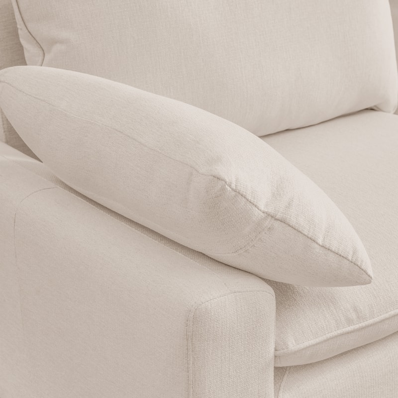 L-Shaped linen sectional sofa with right chaise(left-facing chaise),Beige