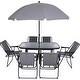 preview thumbnail 1 of 3, Garden Patio Furniture Set, 8-Piece Outdoor Dining Set with Umbrella 6 Folding Chairs,1 Rectangular Tempered Glass Table