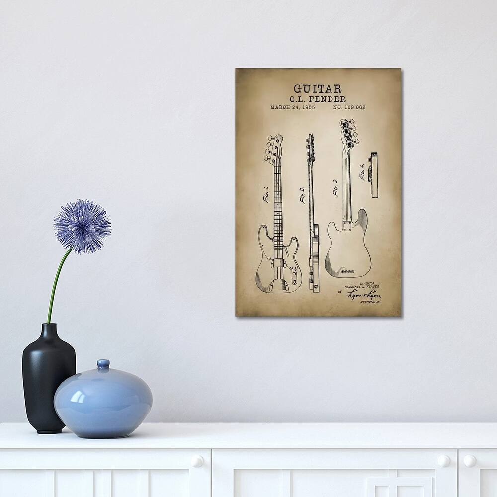 iCanvas "Fender Guitar" by PatentPrintStore Canvas Print