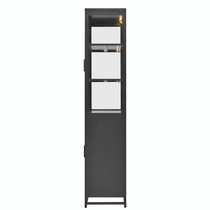 3-Sided Glass Curio Cabinet with LED Lighting - 76" Tall