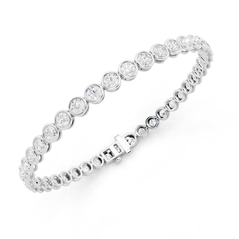 Auriya 14K Gold Round Lab Grown Diamond Bezel Tennis Bracelet 5 1/4 ct. tw. (E-F VS)