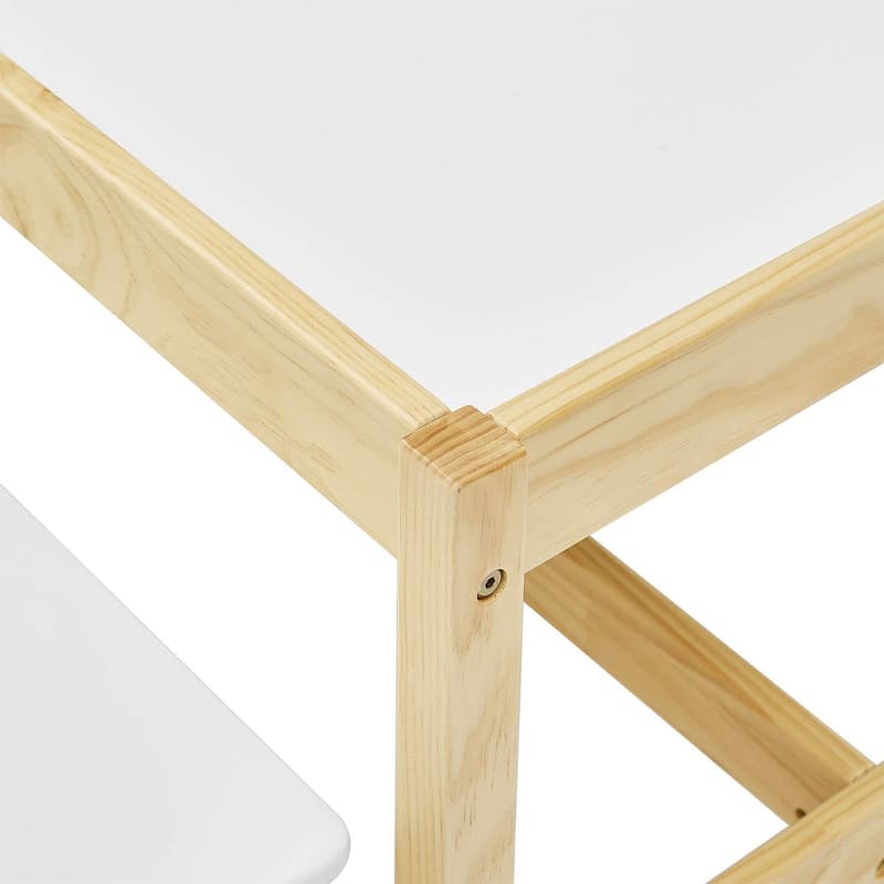 MUSEHOMEINC Wooden 3 In 1 Kids Toddlers Activity Play Table and Bench Chair Set - 35.43 x 21.02 x 19.02 inches