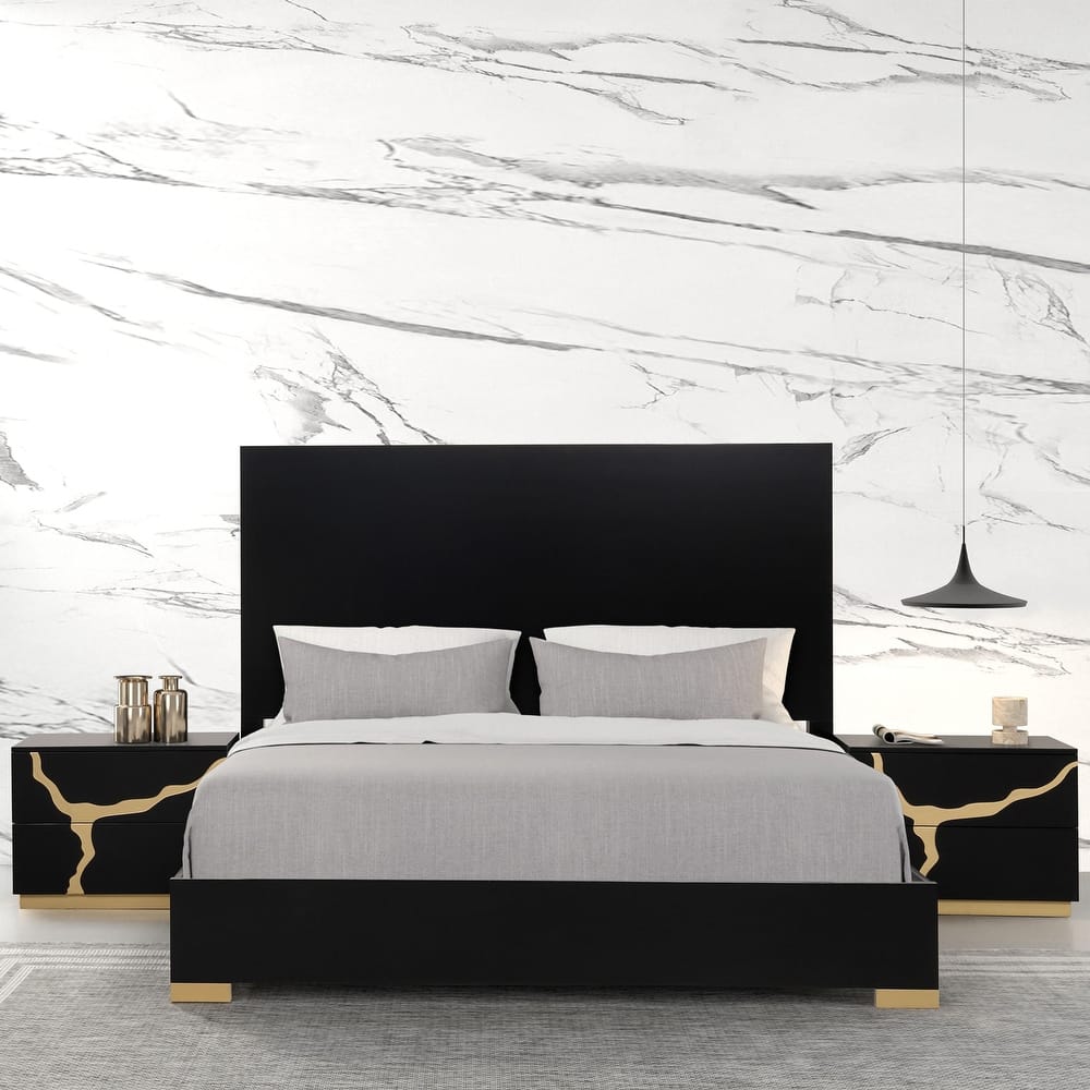 Furniture of America Kismet Modern 3-Piece Black Wood Platform Bedroom Set