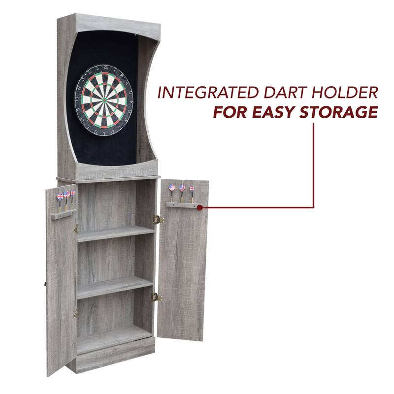 Hathaway Westwood Bristle Dartboard and 84-in Free-Standing Cabinet - Rustic Gray