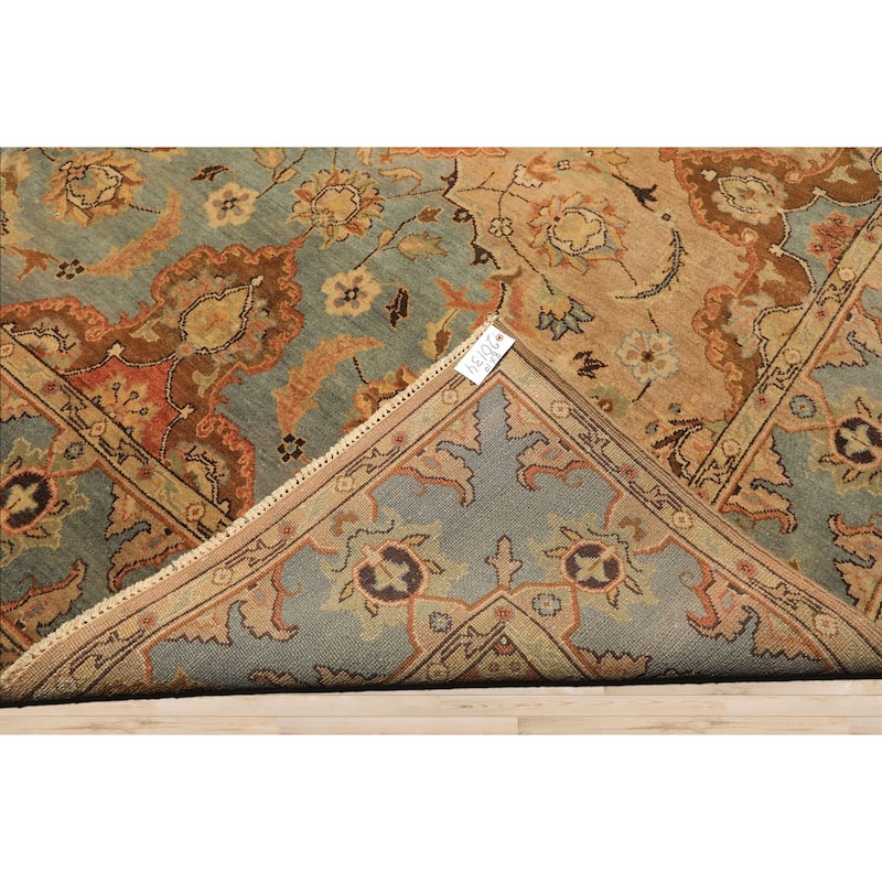 8x10 Hand Knotted Wool Tan Oushak Floral Traditional Oriental Area Rug - 8' x 10'