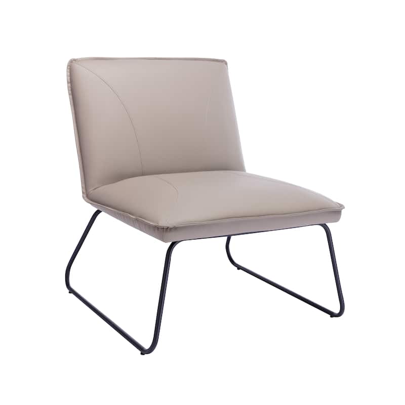 Porthos Home Quyen Armless 1 Sofa Seat, PU Leather Upholstery, Steel Legs - Grey