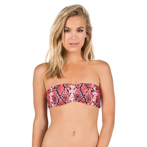Volcom Junior's Urban Tribe Reversible Snake Print Bandeau, Electric Coral , S - Small