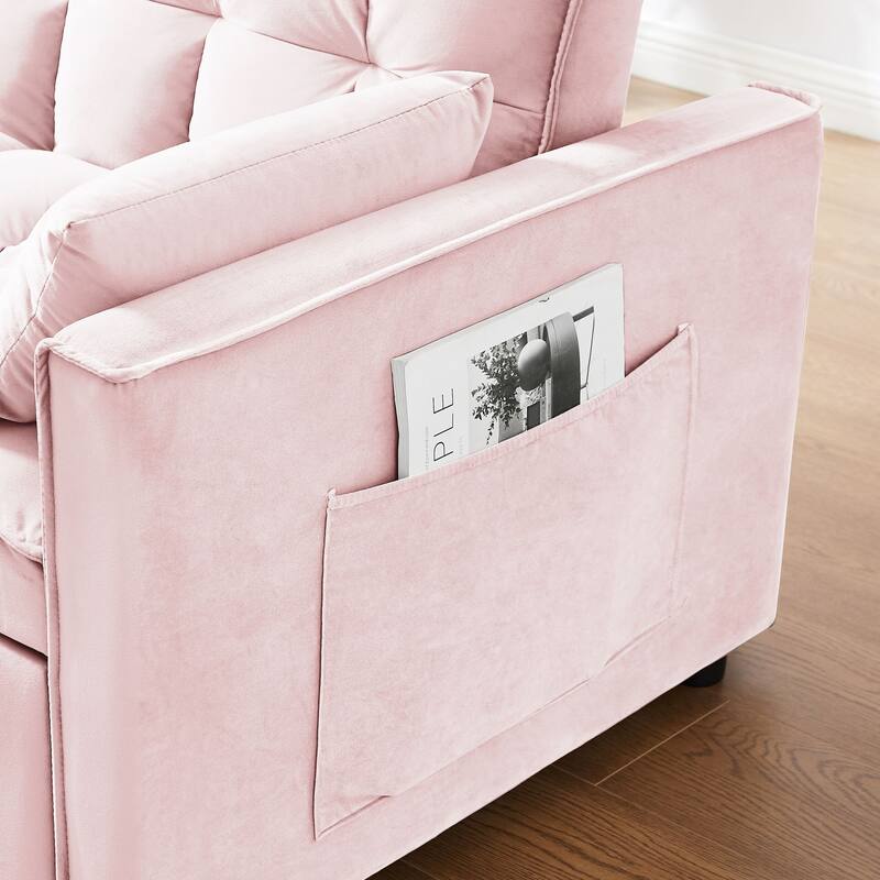 Modern Velvet 3-in-1 Convertible Sofa Bed