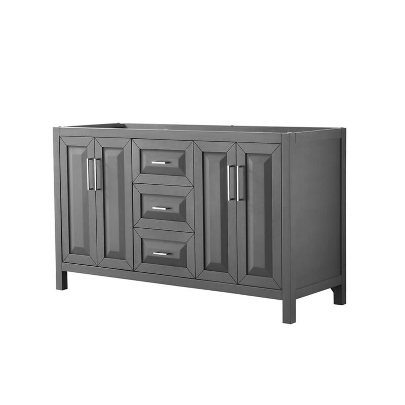 Wyndham Collection Daria 59" Double Free Standing Vanity Cabinet Only - Dark Gray / Polished Chrome Hardware
