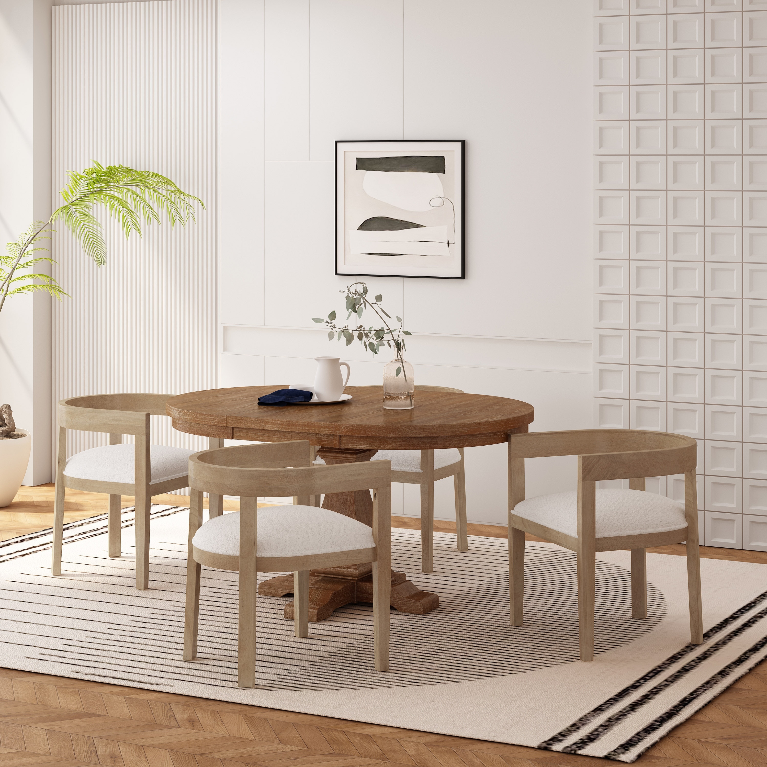 Hudson Fabric and Wood 5 Piece Dining Set by Christopher Knight