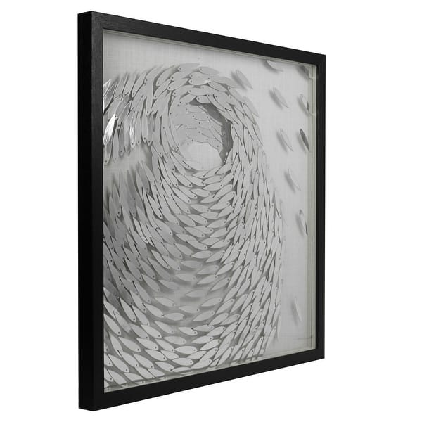slide 3 of 4, HUJI Fish Whirlpool Shadow Box Wall Decor Silver