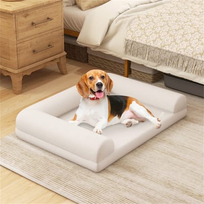 36-Inch Orthopedic Dog Bed with Egg-Crate Foam, 3-Sided Bolster, Removable Washable Cover - 36" x 27" x 7"