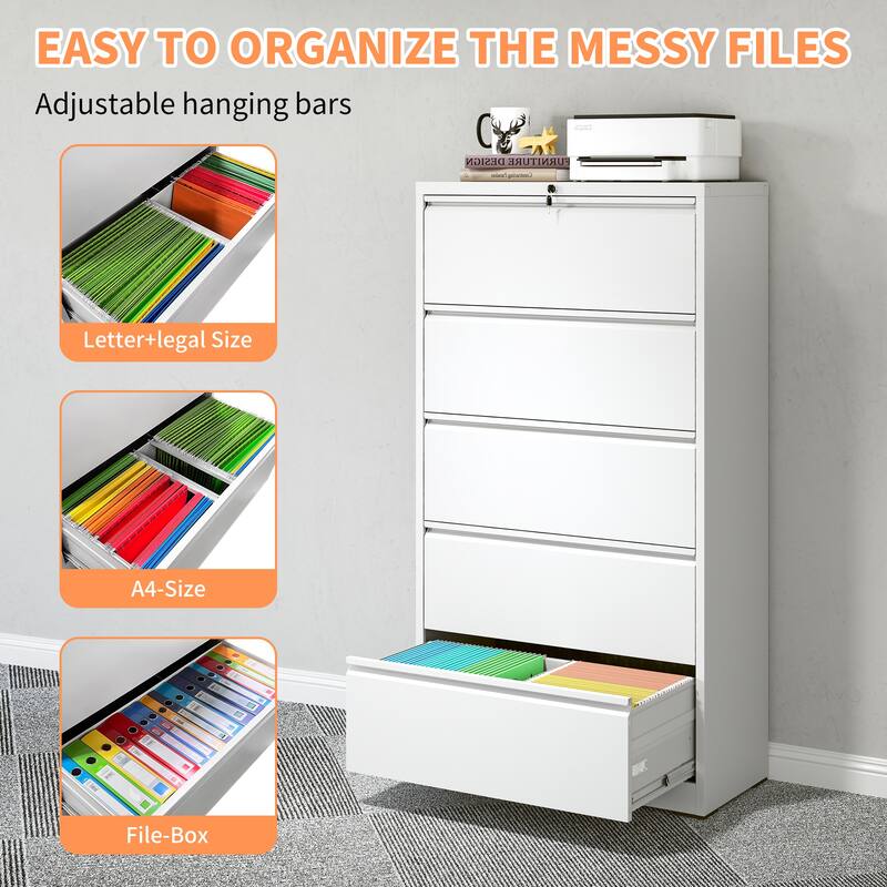 5 Drawer Metal Lateral File Cabinet