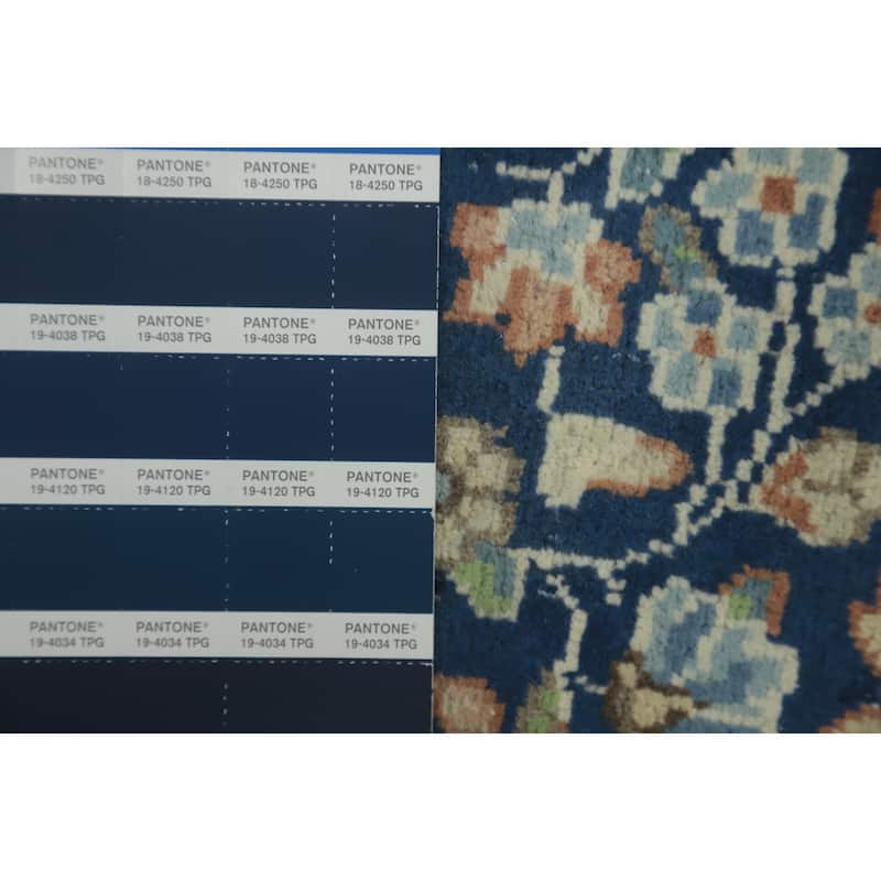 Hand Knotted Oriental 100% Wool Carpet Traditional Floral Navy Blue & Blues Kerman Area Rug - 2' 10'' X 1' 10''