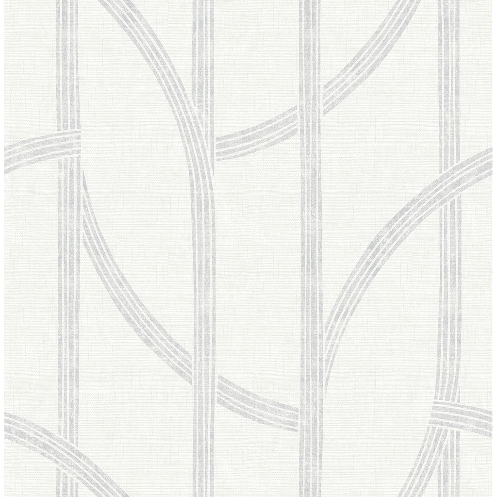 A-Street Prints Harlow Silver Curved Contours Wallpaper
