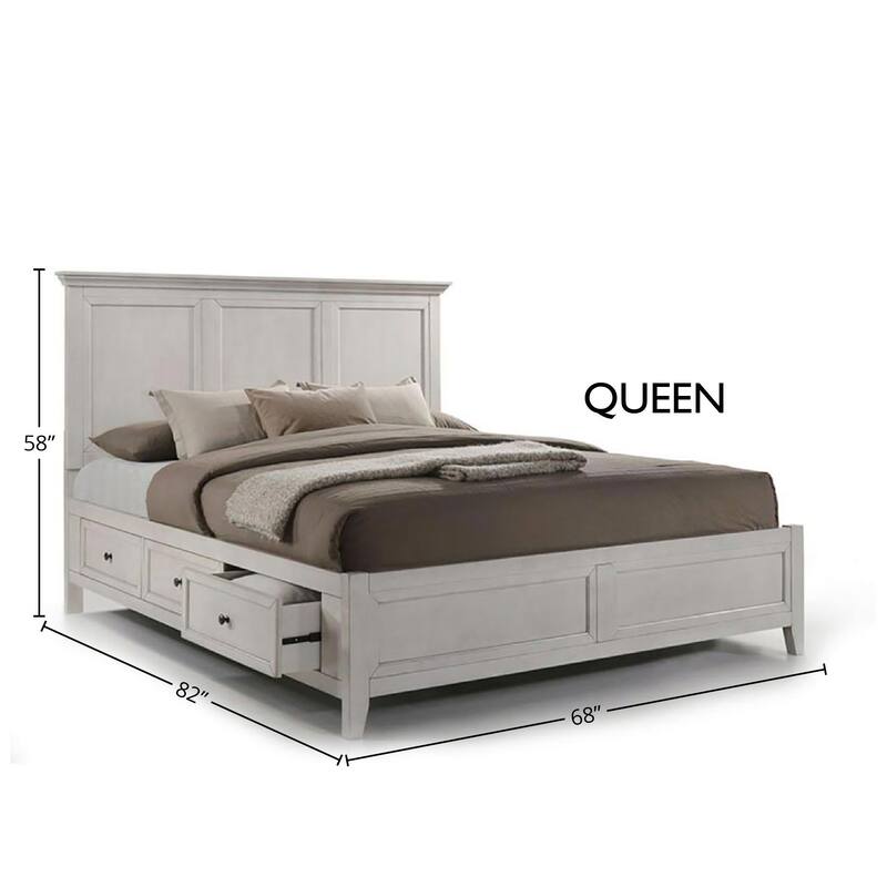 San Mateo Storage Platform Bed - Rustic White - Queen