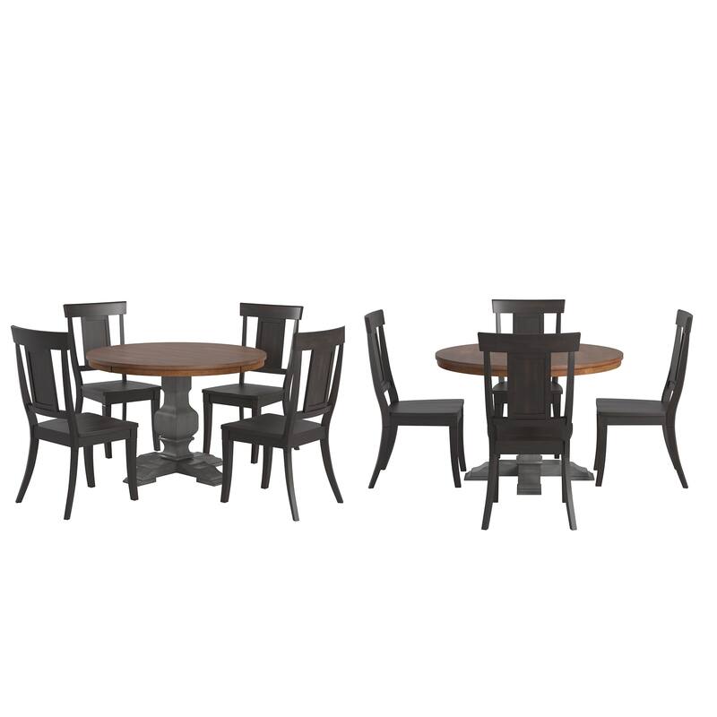 Ronda 45" Round Solid Wood Top Dining Set with Panel Back Chairs