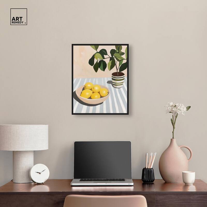 Lemon with Green Canvas by Art Remedy