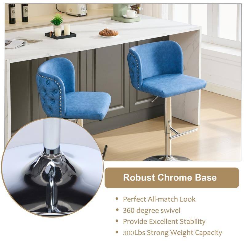 Modern Upholstered Swivel Adjusatble Height Barstools Set of 4