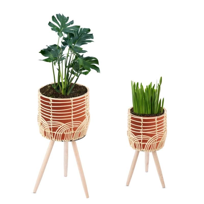 Style Plant Stand Set For House And Outdoor Plants - 10.83 x 10.83 x 23.62 inches - Natural