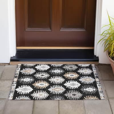 Machine Washable Indoor/ Outdoor Boho Tribal Chantille Rug