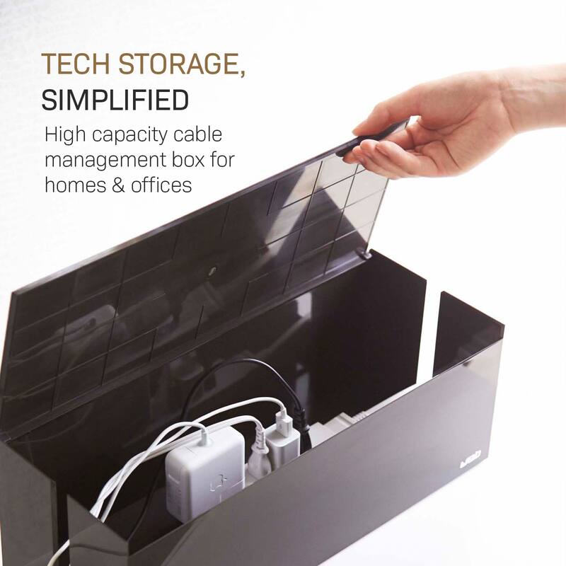 Yamazaki Home Cable Management Box, ABS Plastic, Lid - L 6.1 x W 15.75 x H 5.71 inches