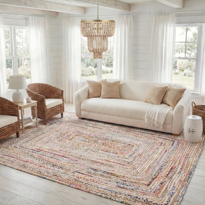 SAFAVIEH, Handmade Cape Cod Rietie Boho Coastal Jute Rug - 6' x 8' - Beige/Multi