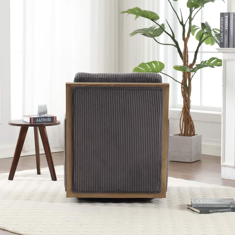 Corduroy Swivel Barrel Chair,Comfy Accent Sofa Chair for Living Room,360 Degree Swivel Barrel Club Chair