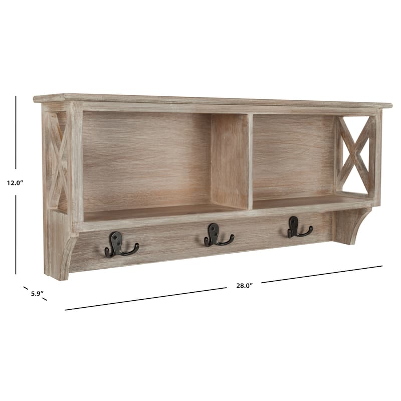 SAFAVIEH Alide Cherry Hanging Storage Wall Rack - 28" x 5.9" x 12" - 28Wx6Dx12H