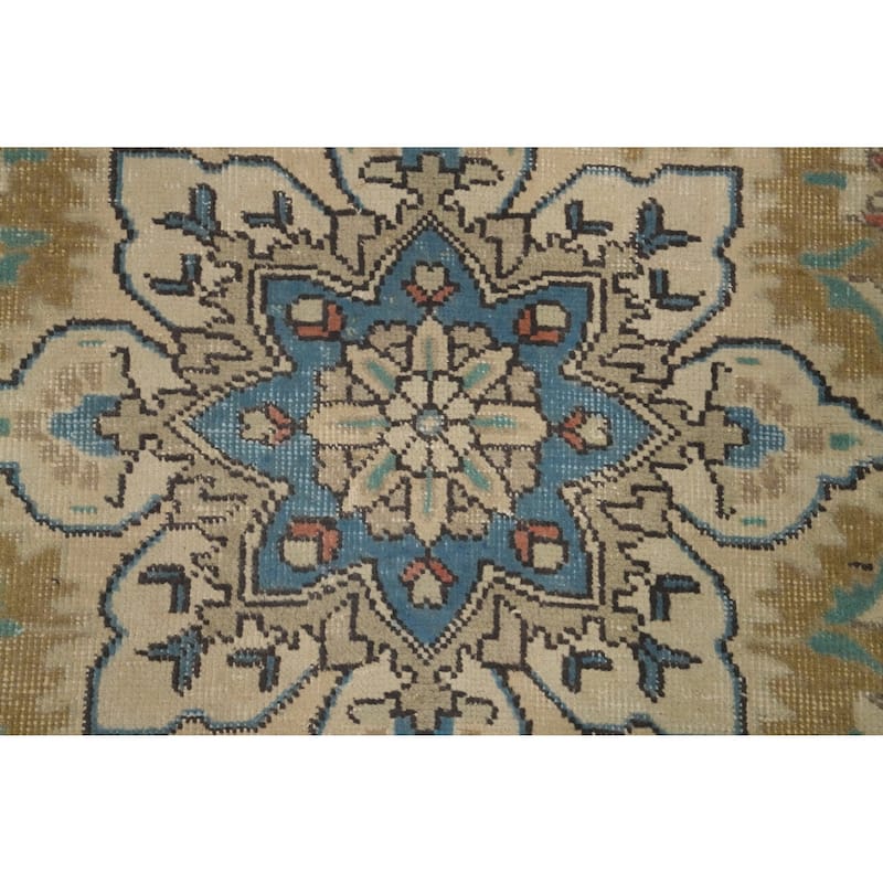Hand Knotted Oriental 100% Wool Carpet Traditional Medallion Greys & Charcoal Tabriz Area Rug - 9' 3'' X 6' 7''