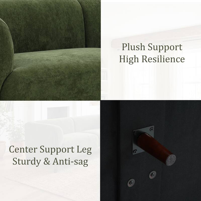 2 Set Modern Deep Seat Tuxedo Arms Sofa Loveseat