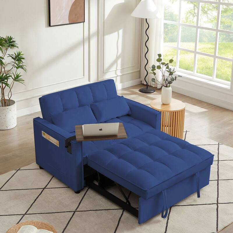 Velvet Loveseat Sofa Bed With 3 Adjustable Positions