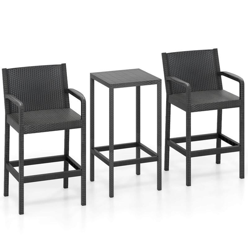 Costway 3 Pieces Patio Bar Set with 2 Stools & 1 Bar Table Curved - See Details