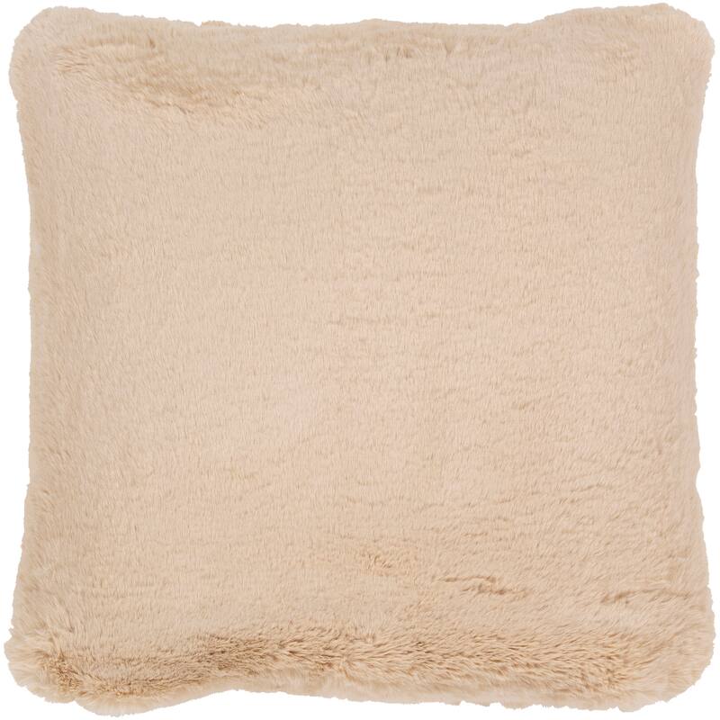 Lely Faux Fur 20-inch Poly or Feather Down Throw Pillow - Polyester - Wheat
