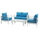 preview thumbnail 6 of 5, SAFAVIEH Outdoor Living Nason White/ Teal 4 Pc Set
