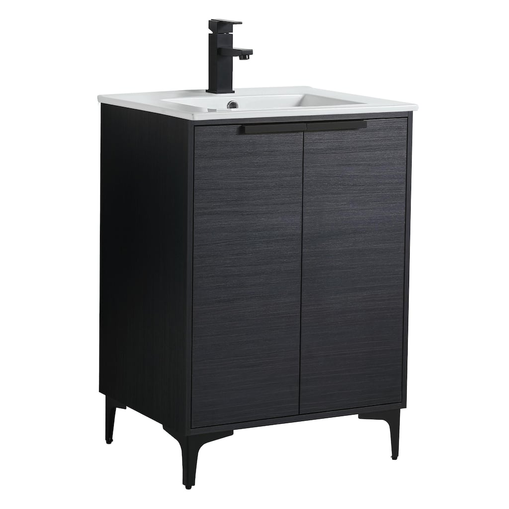 Fine Fixtures Wilmington Bathroom Vanity with White Ceramic Sink.