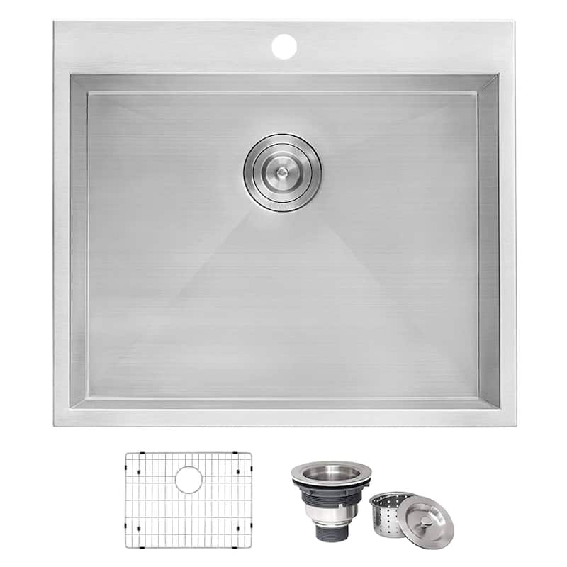 Ruvati Topmount Laundry Utility Sink 25" x 22" x 12" Deep 16 Gauge Stainless Steel - RVU6010 - 25" X 22"